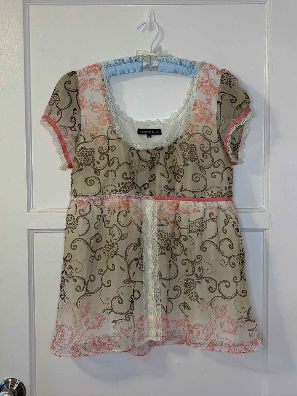 Vintage Paisley Kitschy Constance Marie Babydoll Blouse Top